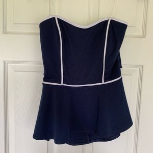 Navy blue strapless top